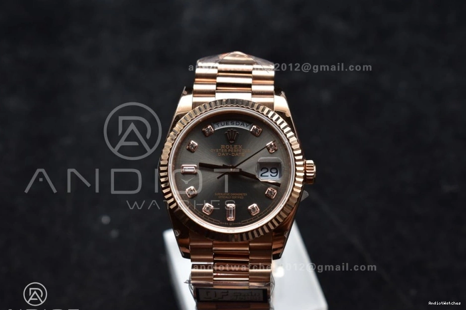 QF Steel 904L Square vr3255 RG Grey Weight) with Original President 671 (Gain Best Diamond 36 on DayDate Edition Dial V5 Bracelet 0223